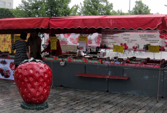 strawberries stand near hotel Helsinki Finland 2017